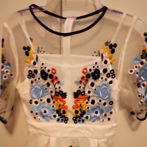 Dresses & Skirts - Floral Embroidered Sheer Dress